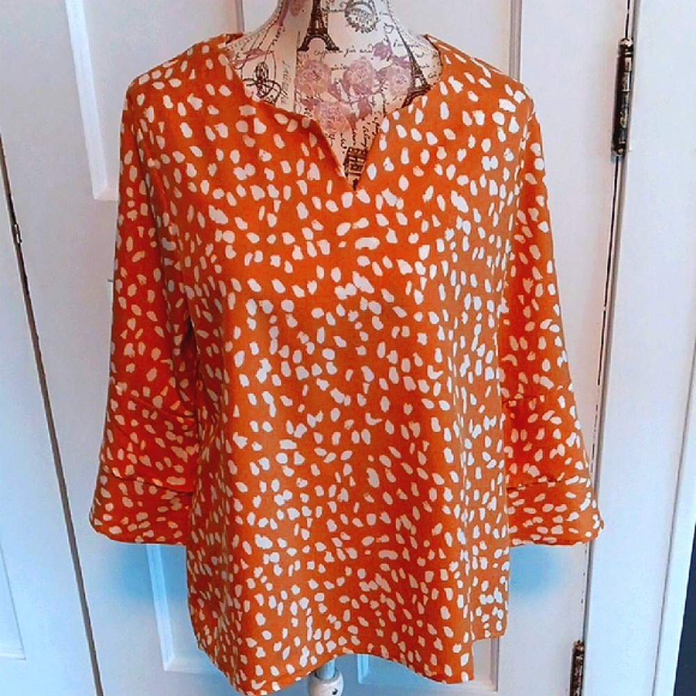 Myra Bag multicolored blouse with collar 3/4 sleeves and boxy relaxed style